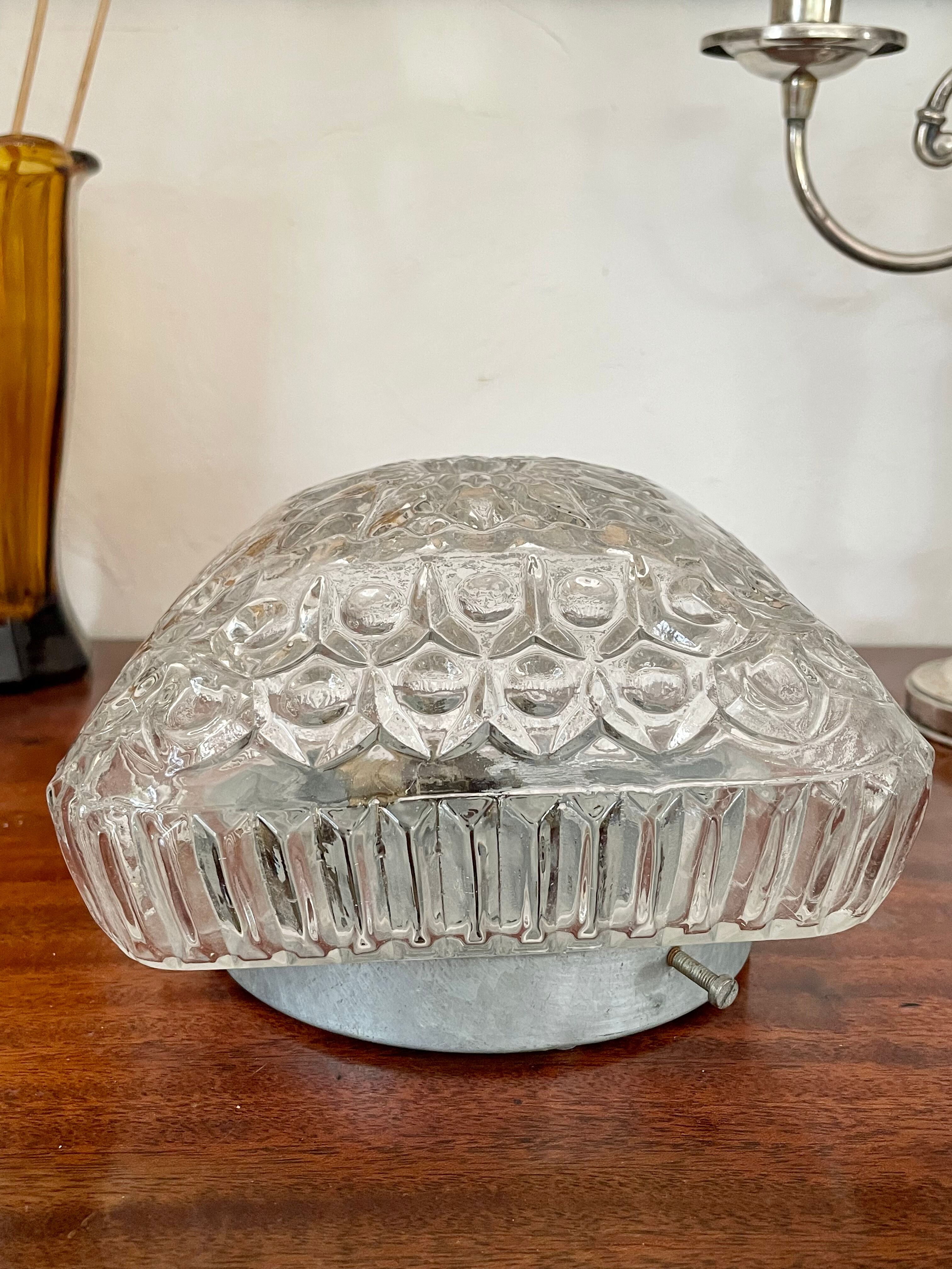Vintage molded glass ceiling lamp