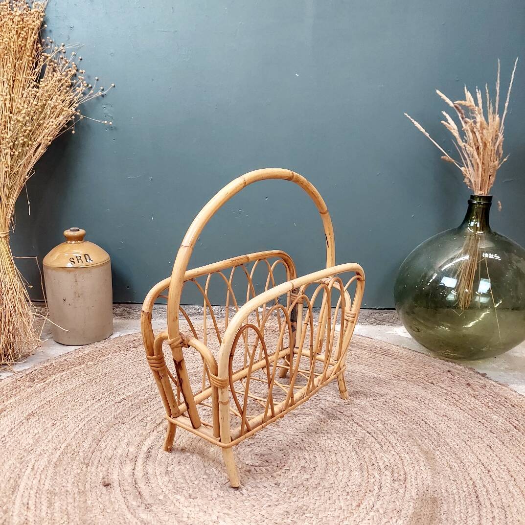 Rattan magazine rack