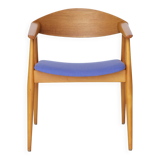 Fauteuil vintage, design allemand des années 1960 – Hêtre et teck, revêtement bleu