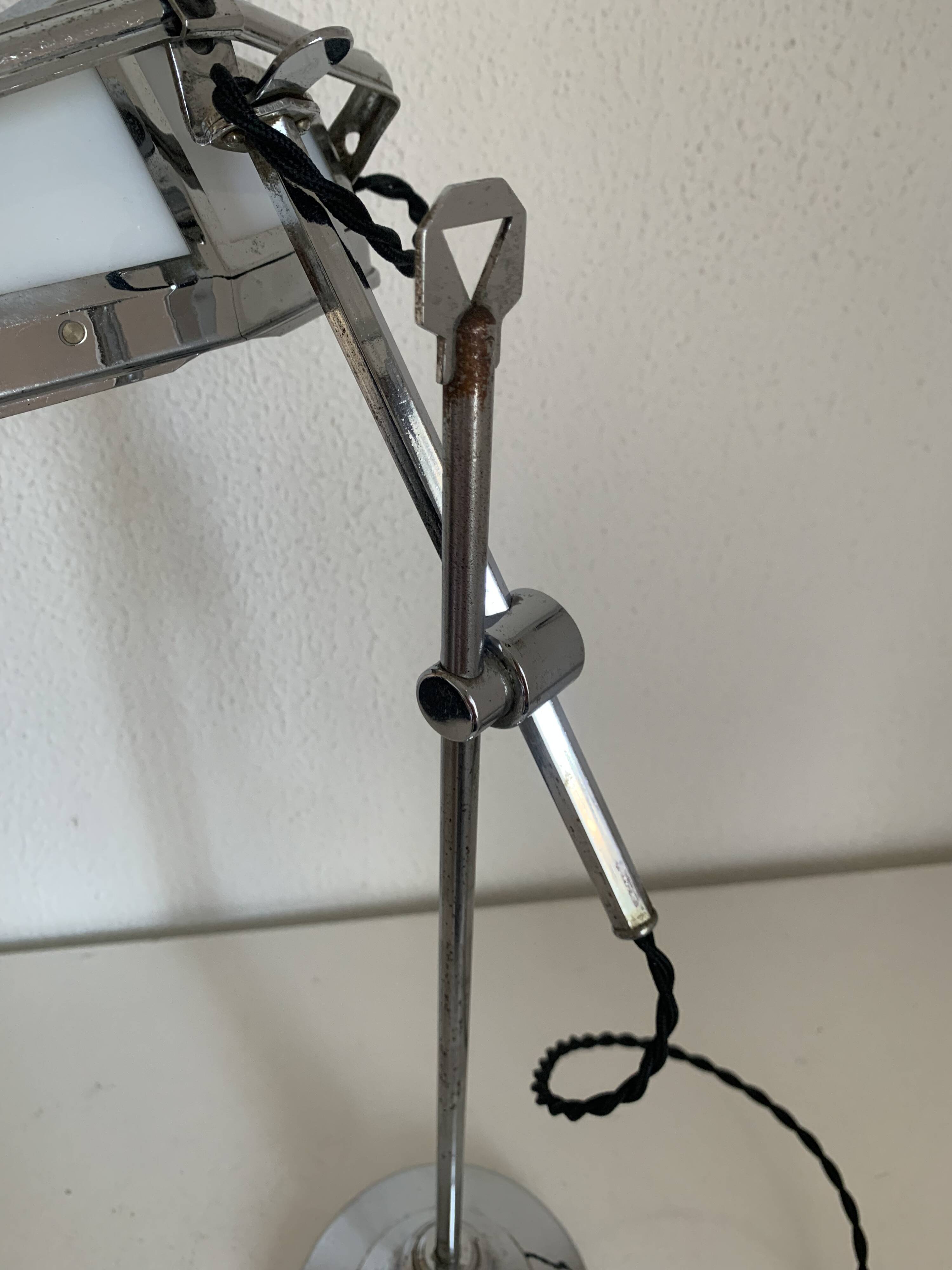 Pirouett vintage 1930 Art Deco blue chrome lamp - 50 cm