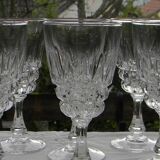 Set of 6 crystal water glasses from ARQUES. Pompadour model.