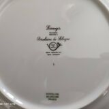 Lot 2 of 12 Limoges porcelain plates bordered midnight blue and gold