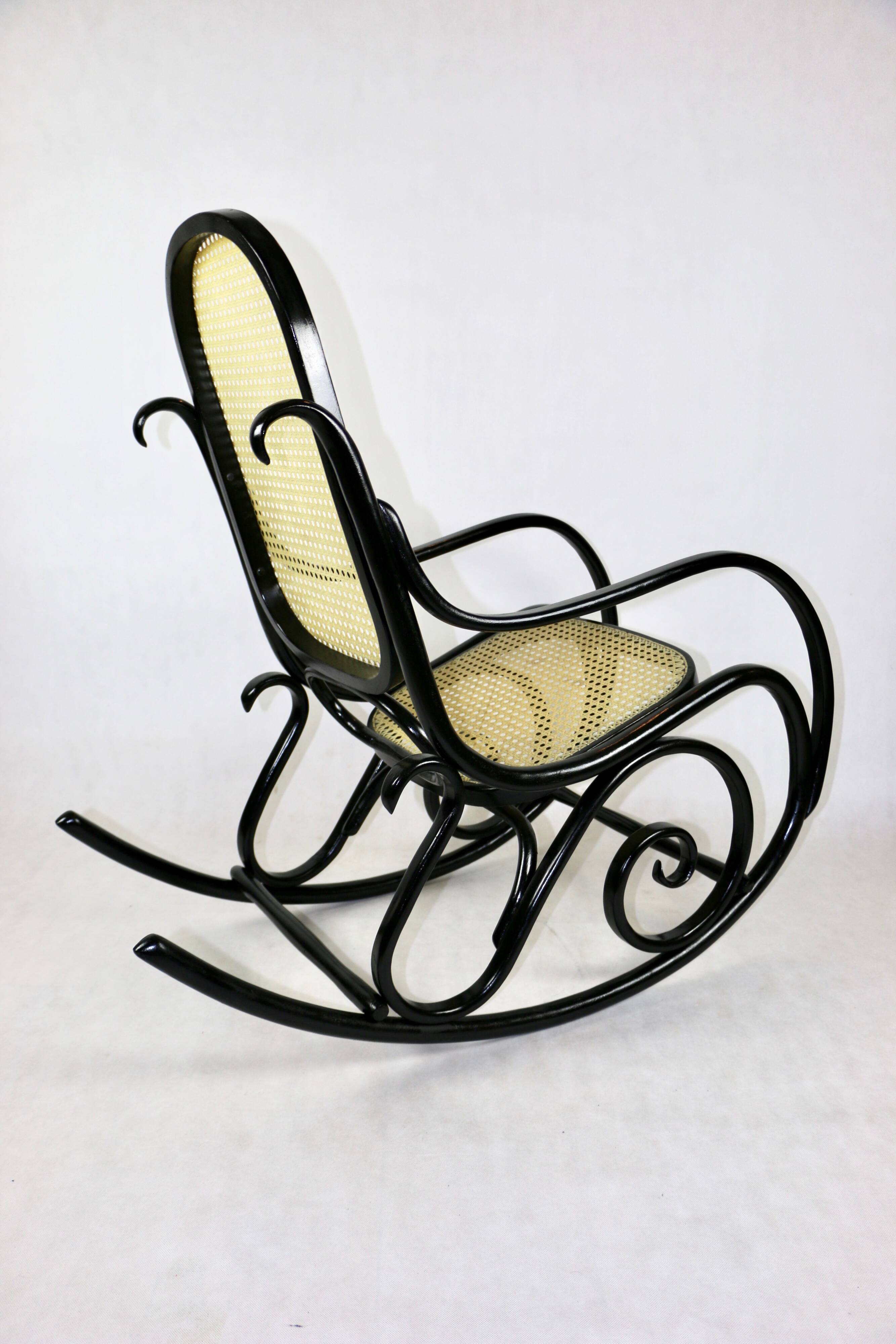 Vintage Black Rocking Chair attributed to Michael Thonet