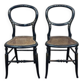 Pair of chairs Napoleon III XIXth in norci wood and mother-of-pearl inlay