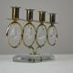 Brass Candelabra with Art Glass Base and Glass Prisms by Gunnar Ander for Ystad-Metall, Sweden, 1950s
