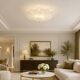 Large Italian Murano Glass Leaf Flush Mount Ceiling Light