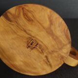 Vintage olive wood hand candle holder Oliv art made in Spain