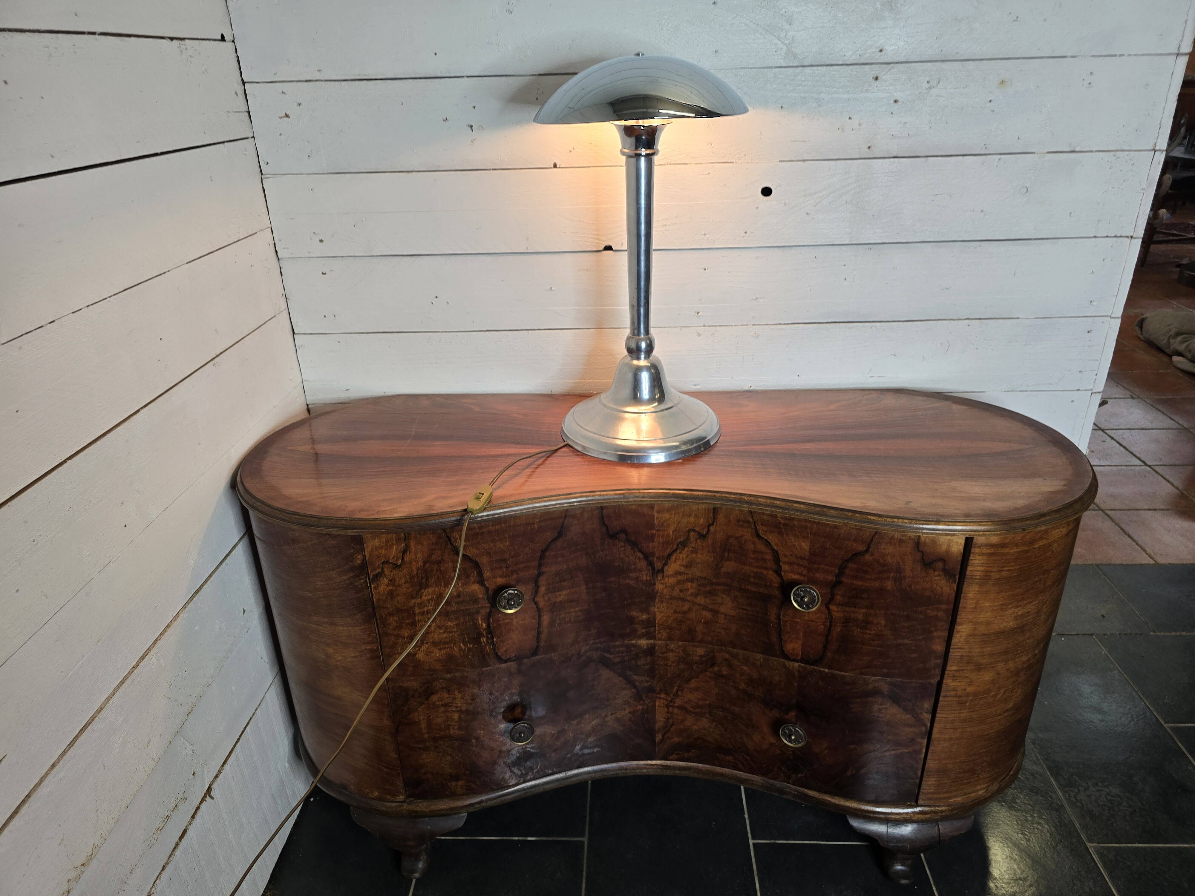 Chromed metal mushroom lamp from the 70s, 58 cm H