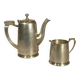 Silver-plated metal coffee pot and milk jug