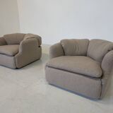 Confidential Seating Set by Alberto Rosselli for Saporiti, Beige Boucle Fabric, Italy, 1970s