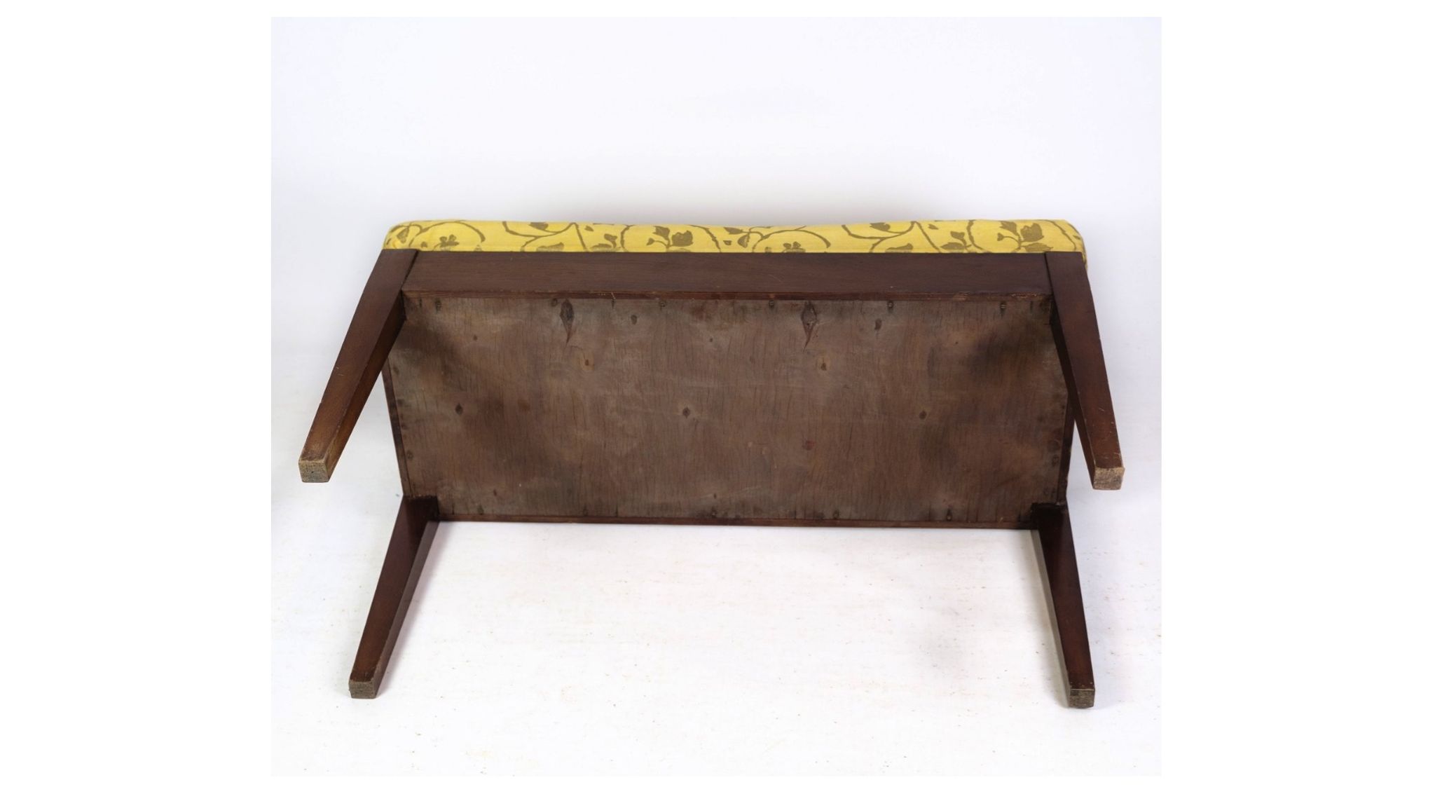 Piano bench / stool in mahogany with light floral fabric from around 1910