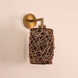 Bamboo Sconce, Wall Lamp, Bohemian Wicker Light