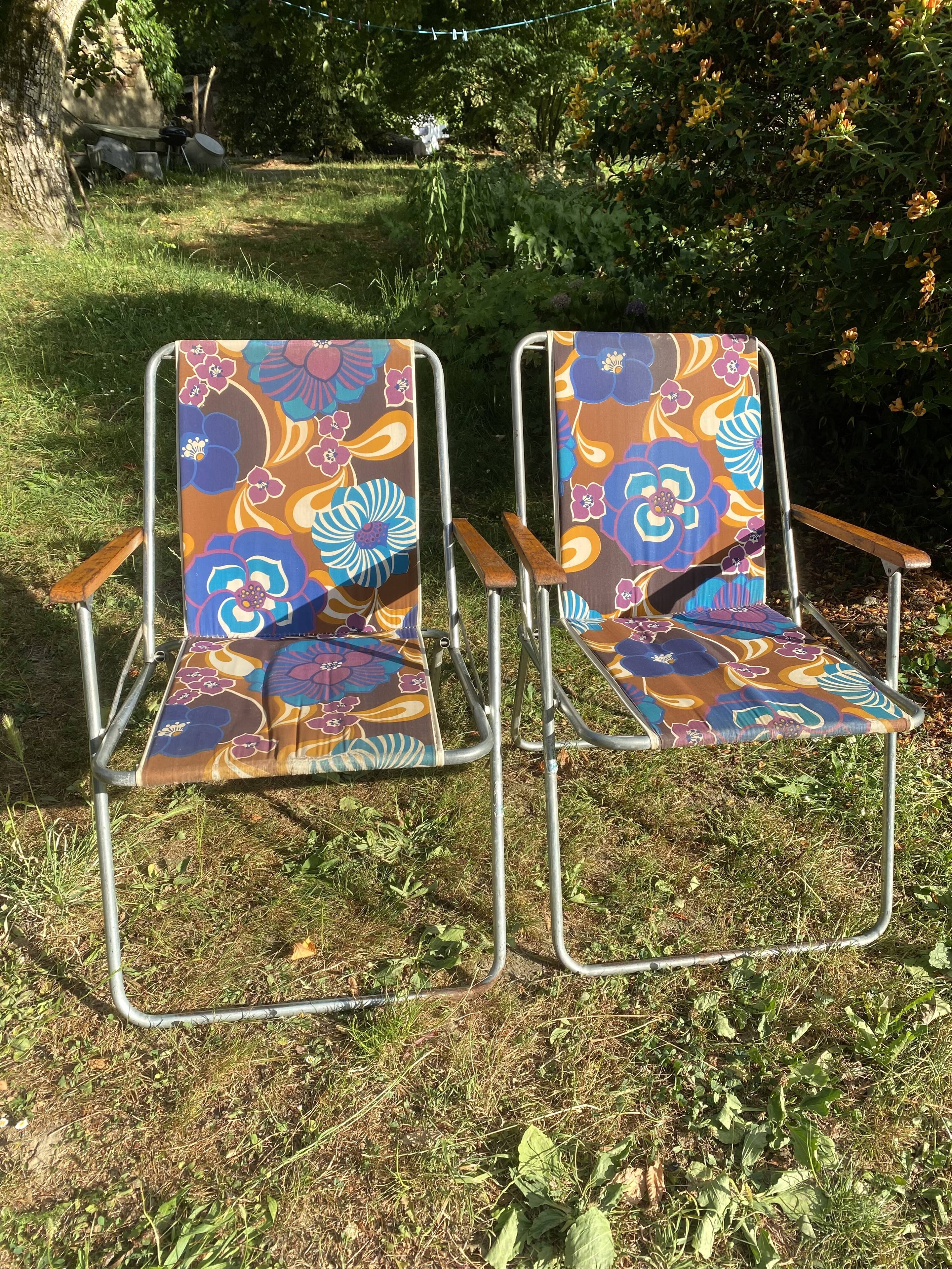 70s folding camping chairs, patio garden chairs