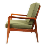 Fauteuil vintage vert eucalyptus bouclé 1960 design scandinave