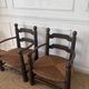 Paire de fauteuils en bois et paille  Charles Dudouyt 