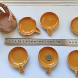 Ensemble 6 cendriers individuels de table en terre emailléejaune orange ethnique