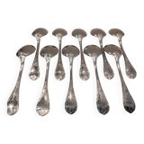 10 silver-plated ice cream scoops, Christofle Marly silversmith, engraved HBC