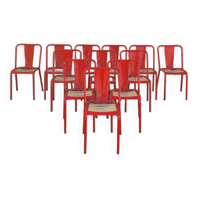 Série de 12 chaises de bistrot Tolix de Xavier Pauchard modèle T4 - 1950s