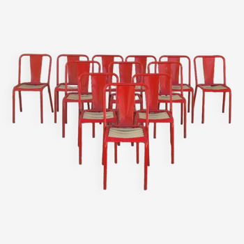 Series of 12 Tolix bistro chairs by Xavier Pauchard model T4 - 1950s