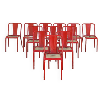 Series of 12 Tolix bistro chairs by Xavier Pauchard model T4 - 1950s