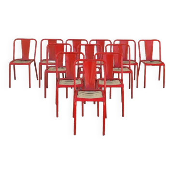 Set of 12 Tolix bistro chairs by Xavier Pauchard model T4 - 1950s
