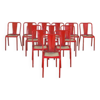 Série de 12 chaises de bistrot Tolix de Xavier Pauchard modèle T4 - 1950s
