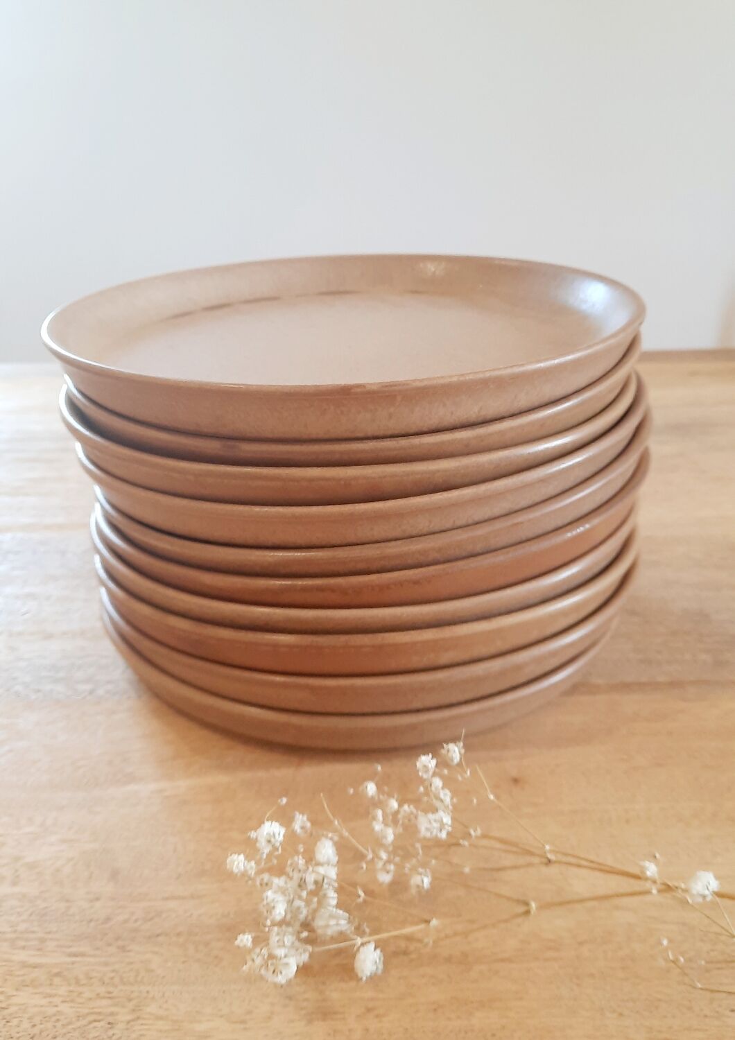 Flat stoneware plate