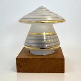 Vintage mushroom-shaped table lamp in Murano glass with wooden base