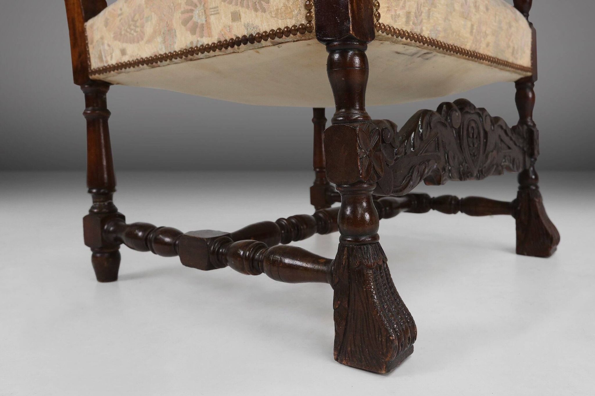19th Century Renaissance carved oak Throne Armchair, France 1850s
