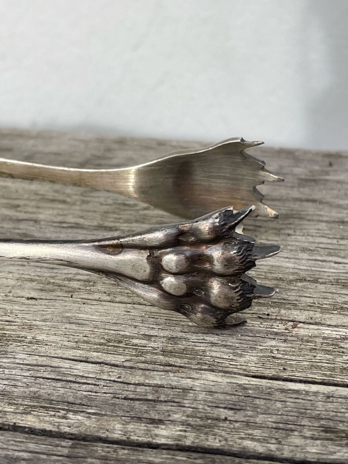 Silver-plated metal sugar tongs