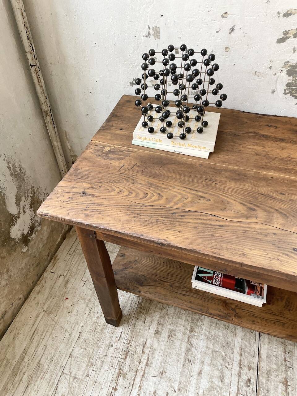 Drapery console table in pine