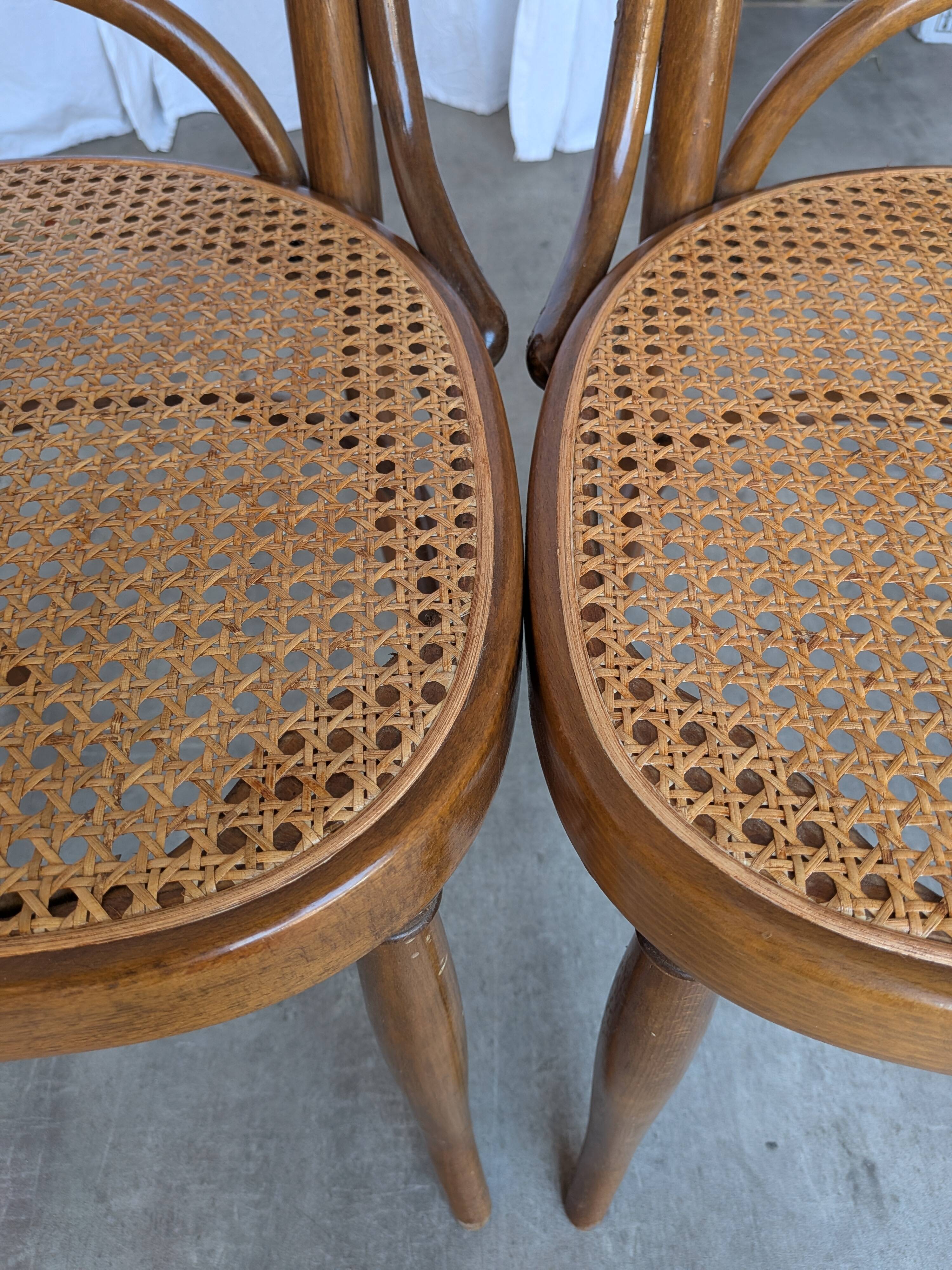 Set of 4 Mid-century Bentwood Cane Dining Chair, Thonet Style, 1970s Yugosl