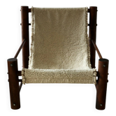 A wooden armchair with a wool seat, France, 1960s.