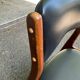 Chaise à manger scandinave en bois massif et cuir noir Danemark 1960