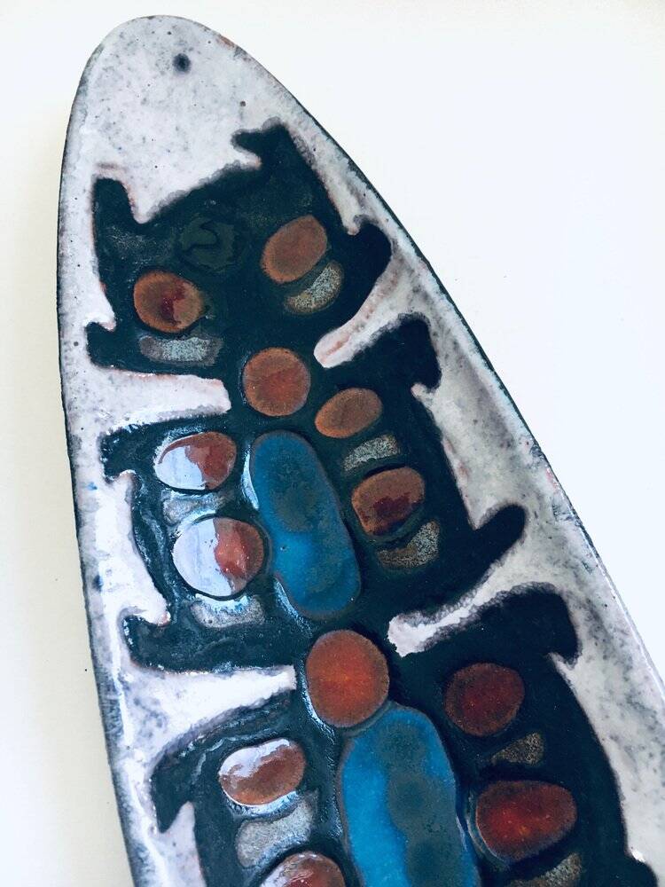 Art ceramic surfboard bowl dish by Rogier Vandeweghe for Perignem Studio, Belgium, 1960s