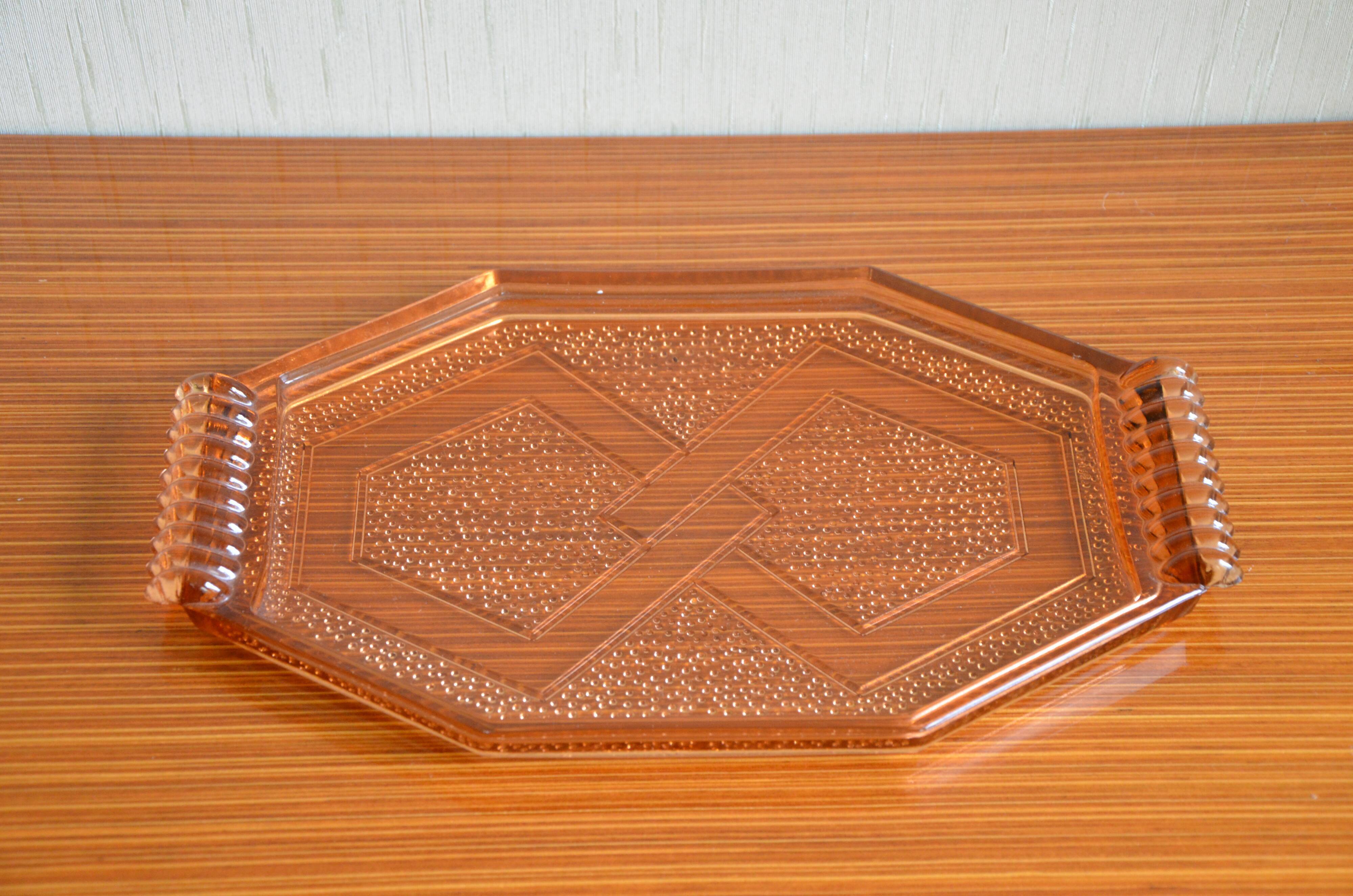 Pink glass tray