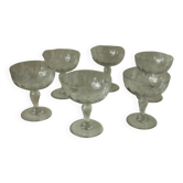 Antique faceted glass champagne coupes