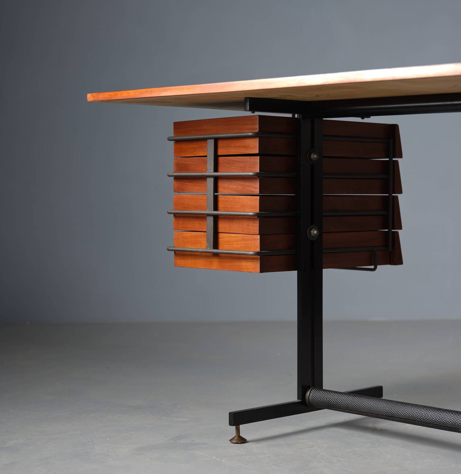 1950's Italian Mid Century Modern Teak Desk Table
