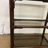 Rattan and smoked glass bookcase shelf