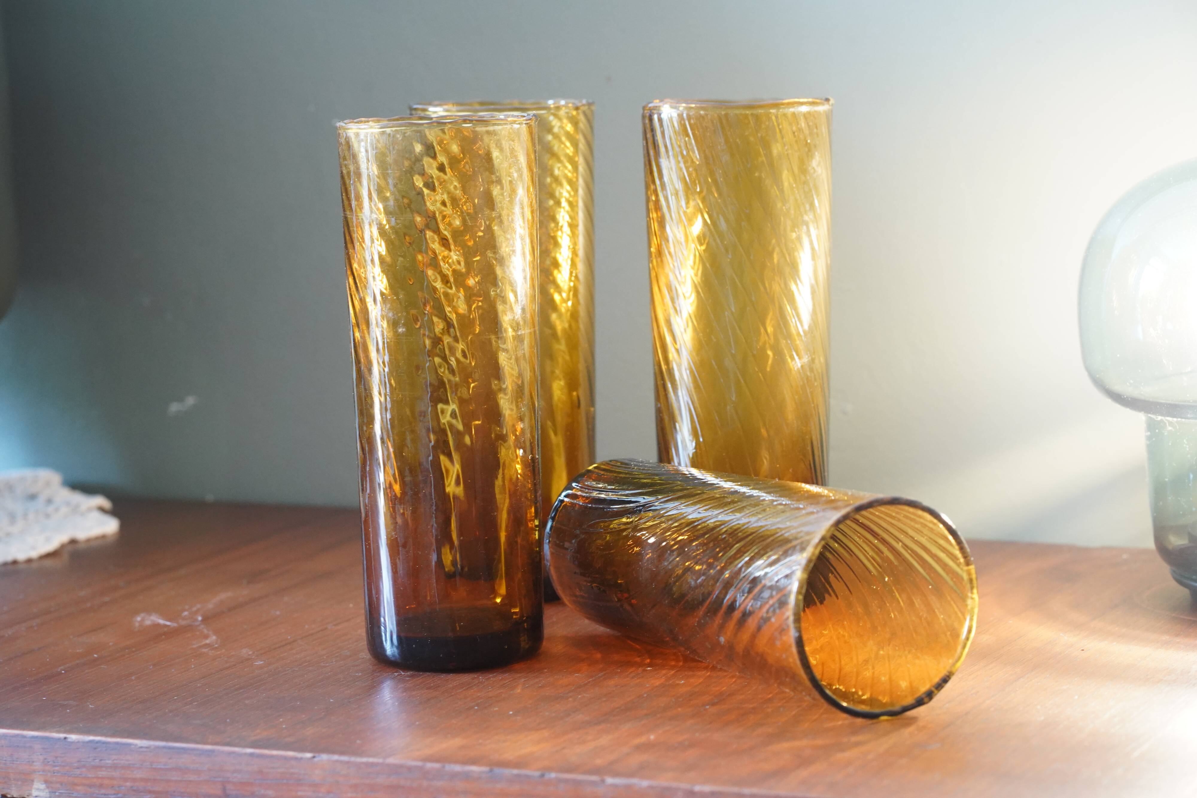 Vintage amber tube glasses