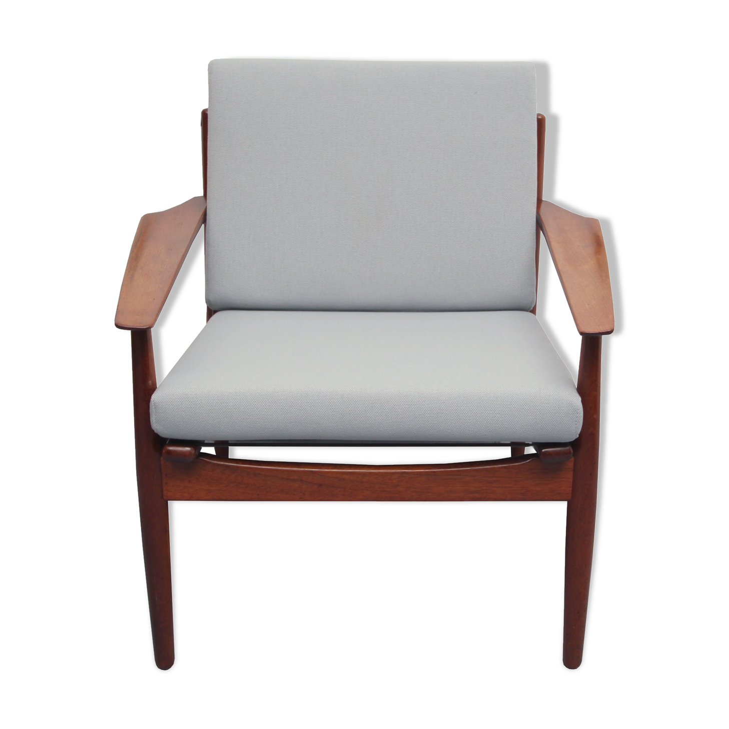 Fauteuil teck des années 1960 en gris, Arne Vodder