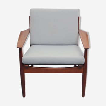 Fauteuil teck des années 1960 en gris, Arne Vodder