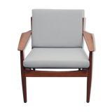 Fauteuil teck des années 1960 en gris, Arne Vodder