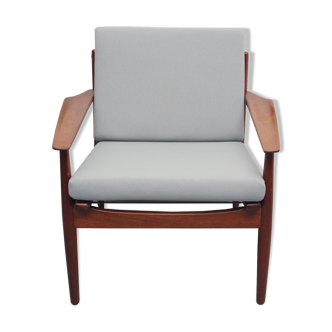 Fauteuil teck des années 1960 en gris, Arne Vodder