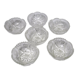 6 cups in chiseled glass