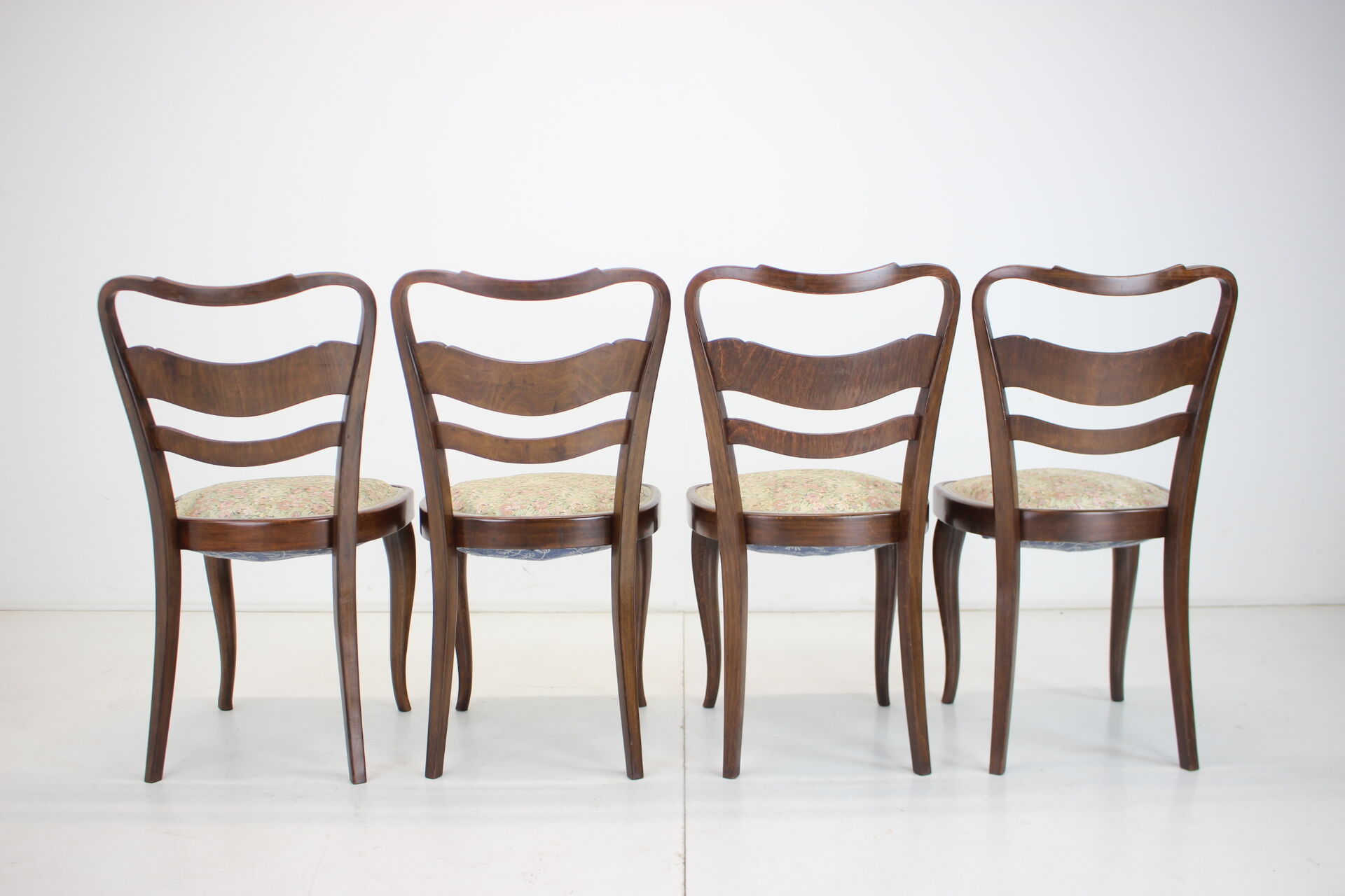 1940s set of 4 dining chairs, czechoslovakia