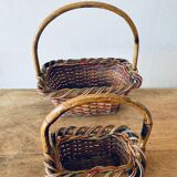 Pair of colorful wicker baskets
