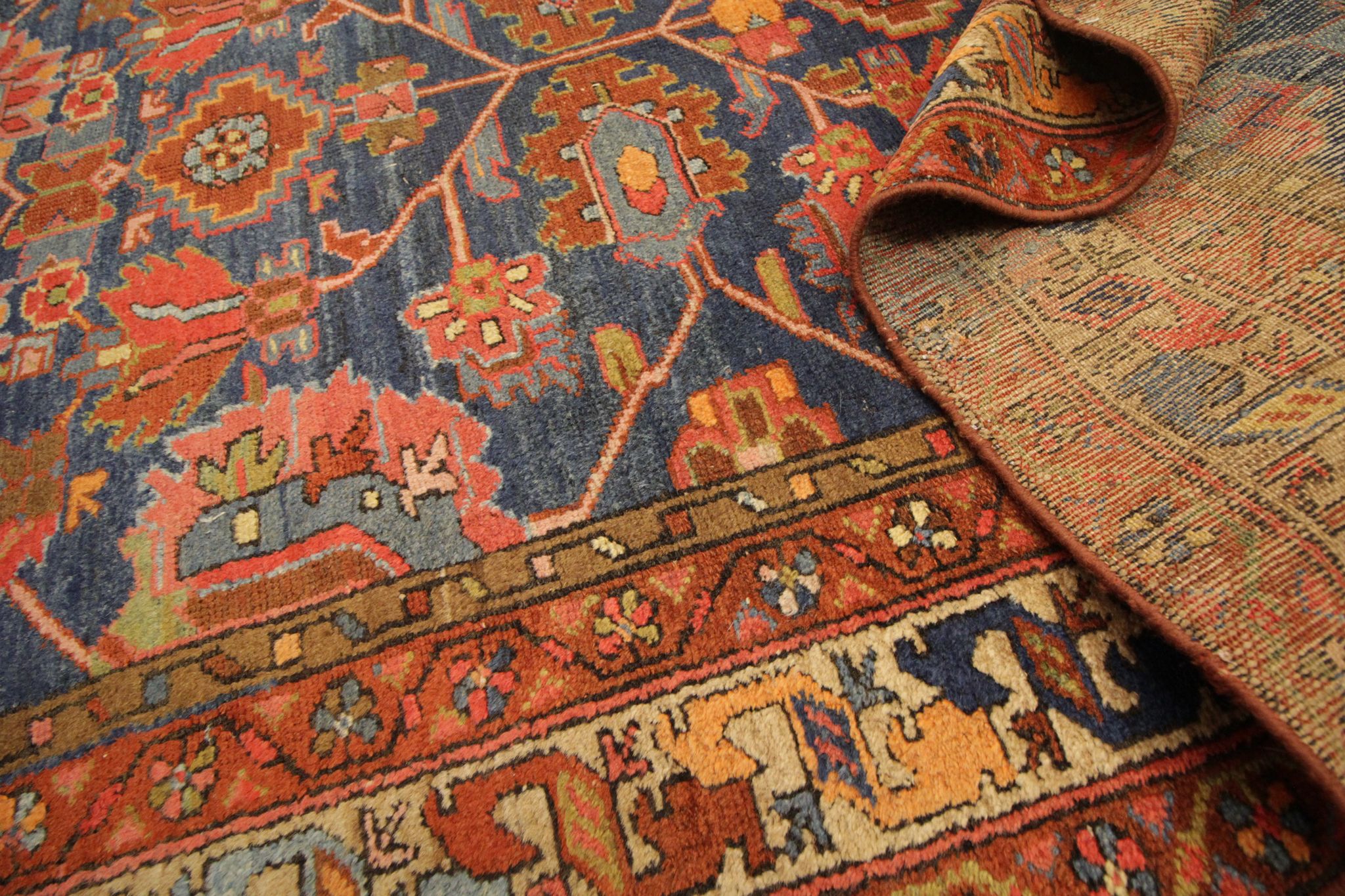 Handwoven Antique Persian Mahal Area Rug, Oriental tribal wool rug- 121x196cm