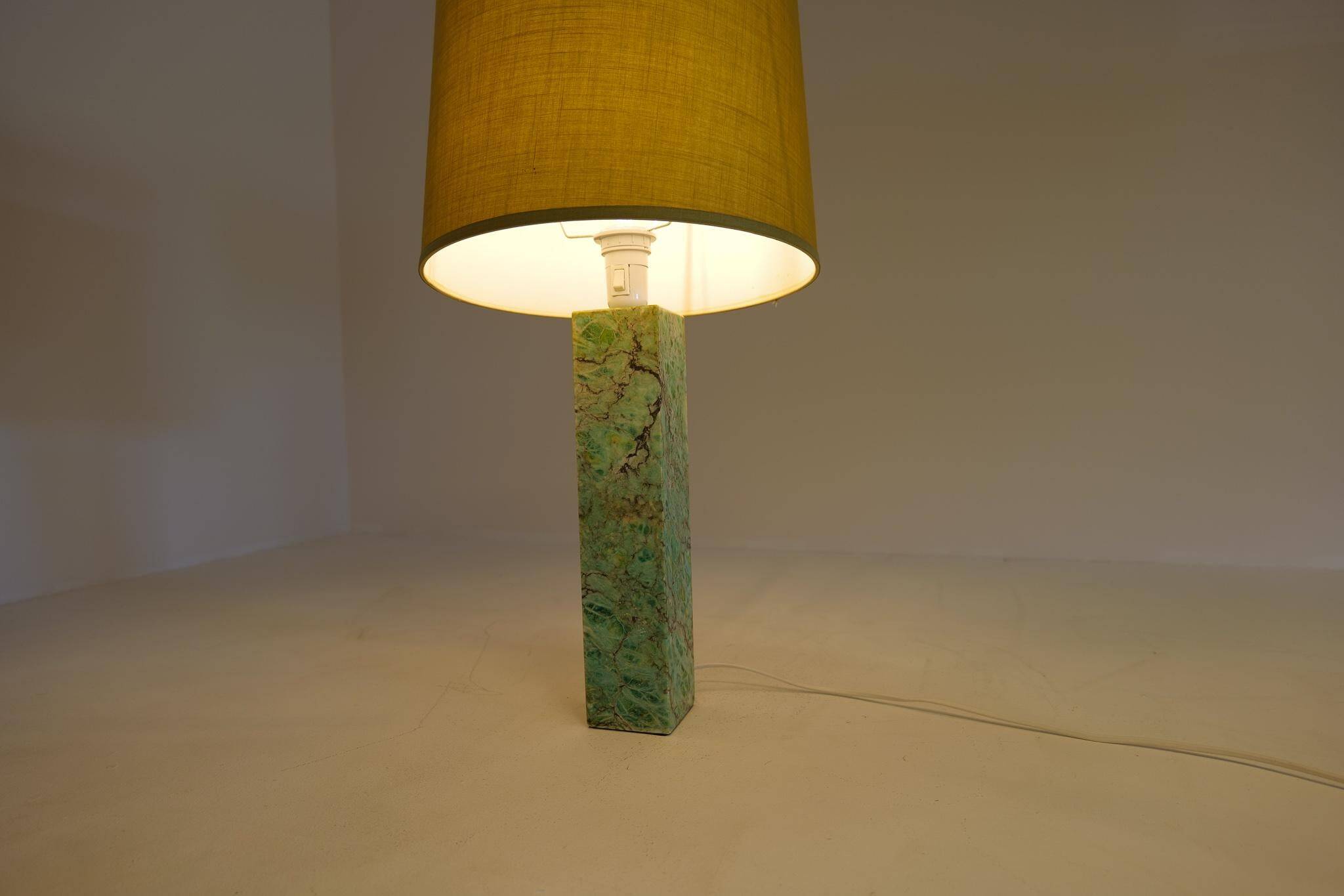 Mid-century green marble table lamp by Bergbom, Sweden, 1960s.