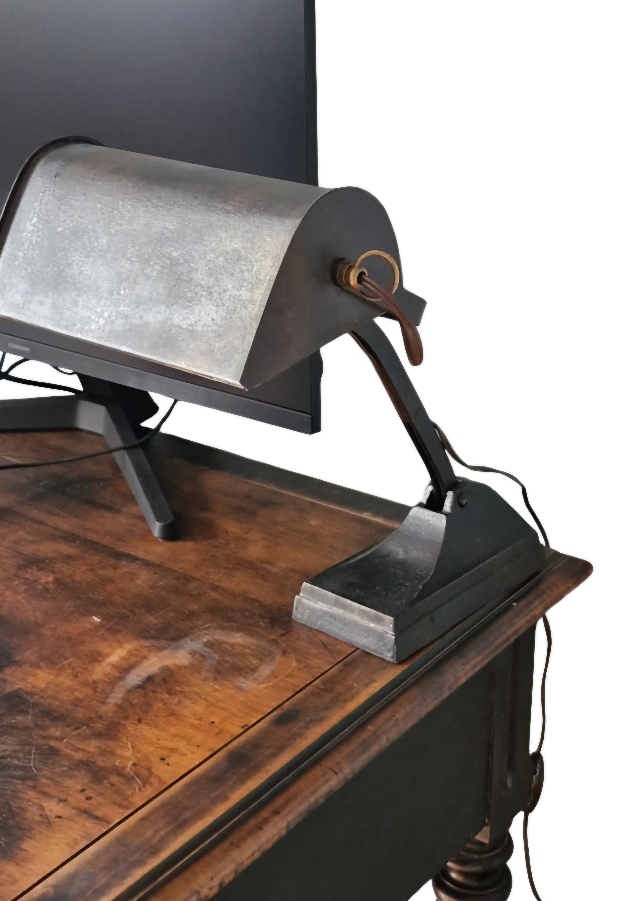 Black cast iron desk lamp, industrial Bauhaus design